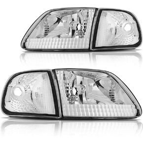 ECCPP Headlight Assembly For Ford For Expedition 1997-2002 For F-150 1997-2003,For F-150 Heritage 2004 For F-250 1997-1999 Driver and Passenger Side Headlamps