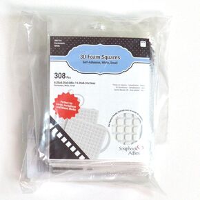 Scrapbook Adhesives by 3L, White 3D Foam Squares, 1/4-Inch x 1/4-Inch, 308pk