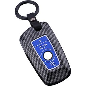 Key Fob Cover Case Fit for BMW 1 3 4 5 6 7 Series X3 X4 M5 M6 GT3 GT5 Keyless Entry Remote Case Holder ABS Carbon Fiber Pattern (Black)