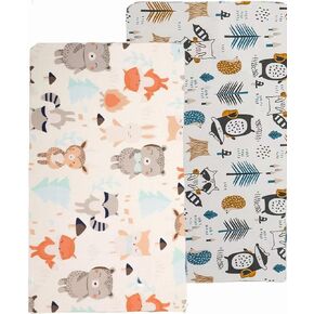 2 Pack Crib Sheets for Boys, Girls - Fitted Crib Sheet, Baby Crib Sheets Neutral, Crib Mattress Cover 52"x28"- Organic Cotton Toddler Bed Sheet Fitted for Standard Crib Mattress (Animal)