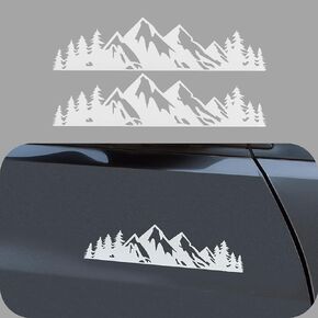 Vinyl Mountain Decal, Tree Sticker for car/Truck Tail gate/Laptop Decal/Trunk Badge Emblem Outdoor Bumper Stickers (8" Black)-2 PCS