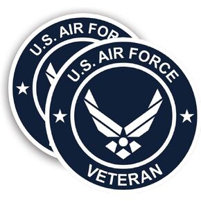 eDesign 2-Pack United States Air Force Veteran Vinyl Sticker Decal - 4 Inches - Us Air Force Stickers and Decals for Car Truck Van Window Bumper Laptop Tablet Cup Tumbler and Any Smooth Surface