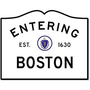 Entering Boston Sign Shaped Sticker (Highway rv Road 1630) (3 x 4 inch)