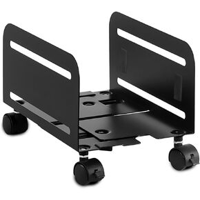 Mount-It! Computer Tower Stand, Adjustable Mobile CPU Stand with Wheels, Heavy-Duty Steel Rolling Cart, Fits Most PC Towers, 4.87 to 8.5 Inch Width, Under Desk, Black