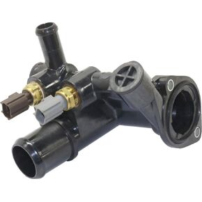 For Ford Ranger Thermostat Housing 1998 99 00 2001 | 4 Cyl | 2.5L Engine | w/Temperature Sensor & Engine Coolant Temperature Sensor | Black | Plastic | F87Z8592A