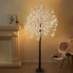 Cherry Blossom Tree Light, 6ft Lighted Trees for Decoration Inside, 450 LED Lights Cherry Blossom Tree Artificial, Lighted Cherry Blossom Tree for Home Patio Party Festival Christmas Decor Warm White