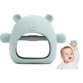 Bear Mitten Baby Teether, Anti-Drop Teething Toy for Babies 3+ Months, Silicone Teether for Baby Teething Relief, Infant Toy for Sucking Needs, BPA Free(Blue)