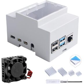 GeeekPi Case for Raspberry Pi 4, DIN Rail Case with Fan for Raspberry Pi 4, Modular Box for Electrical Panels, Pi 4 Heatsinks for Raspberry Pi 4 Model B