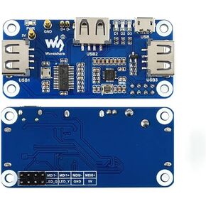 PoE Ethernet/USB HUB HAT for Raspberry Pi Zero/Zero W/Zero WH, 3X USB 2.0 Ports, 10M / 100M RJ45 Port, 802.3af-Compliant