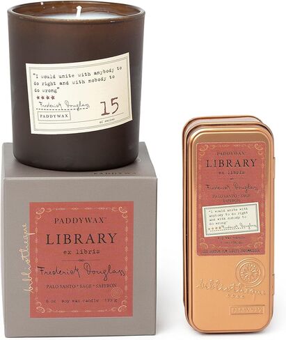 مكتبة باديواكس المعطرة شمعة فريدريك دوغلاس الفاخرة للحرفيين، علبة بحجم 2 أونصة، بالو سانتو، المريمية والزعفران in Kuwait