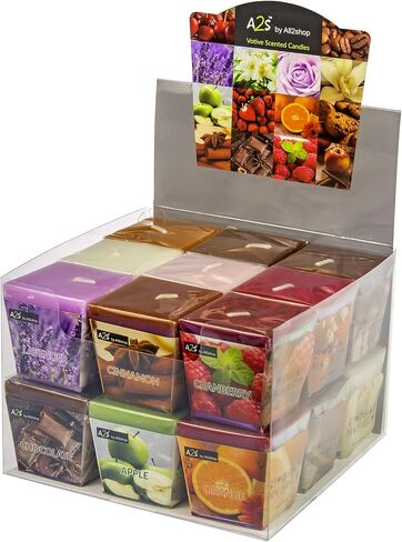 شموع نذرية معطرة جميلة - 18 شمعة كبيرة الحجم للاسترخاء والعلاج العطري - حزمة شموع طويلة الاشتعال، 20 ساعة لكل نذر - مجموعة متنوعة من الشموع والروائح الملونة - All2Shop in Kuwait