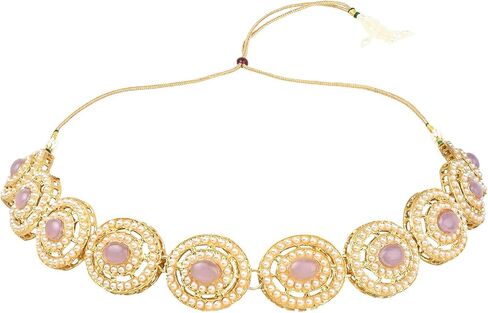مجموعة مجوهرات الزفاف الهندية من I Jewels مصنوعة يدويًا من قلادة من اللؤلؤ مع أقراط ومجموعة Maang Tikka للنساء والفتيات (ML329) in Kuwait