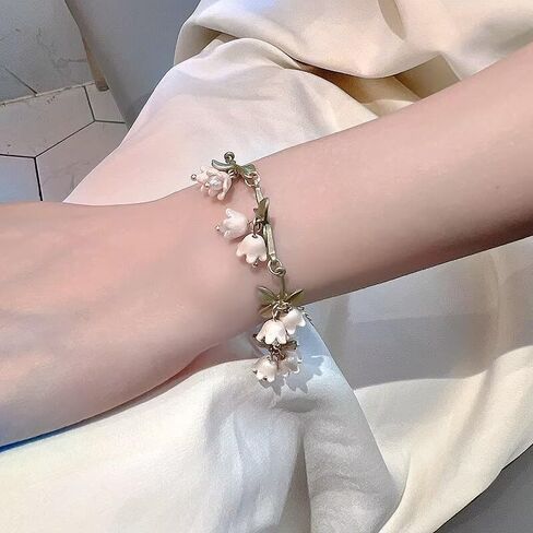 زنبق الوادي قلادة زهرة ليف سوار لؤلؤة الوادي زنبق تتدلى أقراط للنساء زهرة قلادة طويلة زهرة تتدلى أقراط زنبق الوادي مجموعة مجوهرات للفتيات in Kuwait