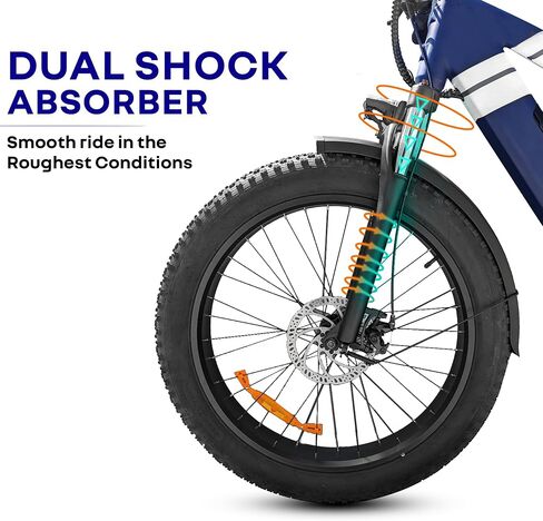 Electric Bike for Adults with Double Disc Brakes | Unisex Fat Tire Road Snow Beach Mountain Bicycle with 26 Inch Wheels 48V 14ah Removable Battery W/Fast Charge 750W Motor in Saudi Arabia
