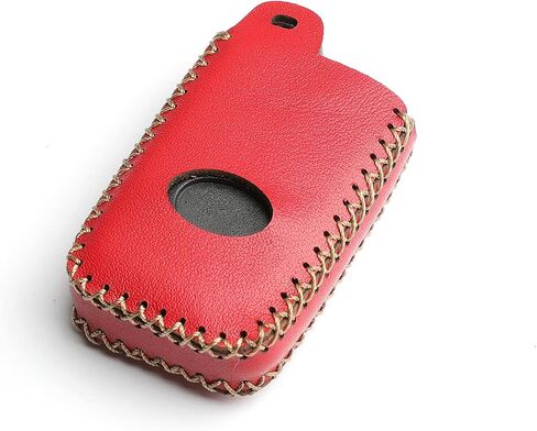 Leather for Toyota Camry Avalon Corolla Highlander Prius RAV4 Venza Remote 4 Buttons Key Case Holder Cover Fob Chain (Red) in Saudi Arabia