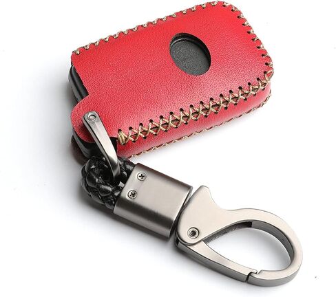 Leather for Toyota Camry Avalon Corolla Highlander Prius RAV4 Venza Remote 4 Buttons Key Case Holder Cover Fob Chain (Red) in Saudi Arabia