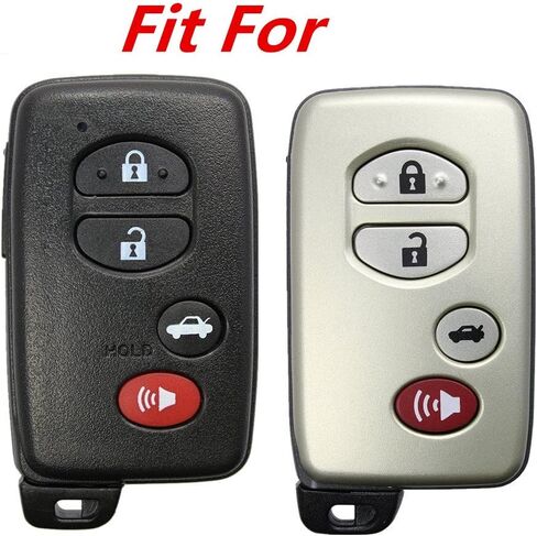 Leather for Toyota Camry Avalon Corolla Highlander Prius RAV4 Venza Remote 4 Buttons Key Case Holder Cover Fob Chain (Red) in Saudi Arabia