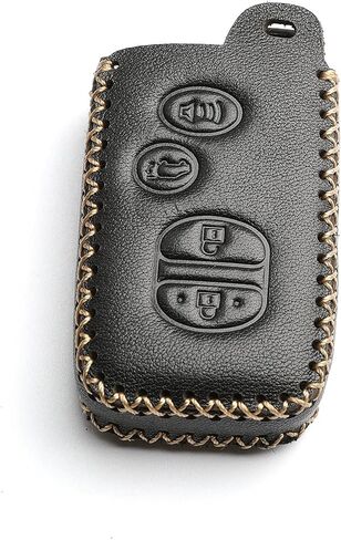 Leather for Toyota Camry Avalon Corolla Highlander Prius RAV4 Venza Remote 4 Buttons Key Case Holder Cover Fob Chain (Red) in Saudi Arabia