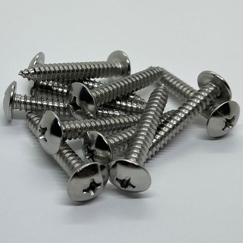 #12 x 1" - 18-8 (304) Stainless Steel Truss Head Screw - Fast Self Tapping Wood - Phillips Drive - Full Thread -Bright Finish - 1 in by BRAUNY BOY HARDWARE (100, Screws) in Saudi Arabia