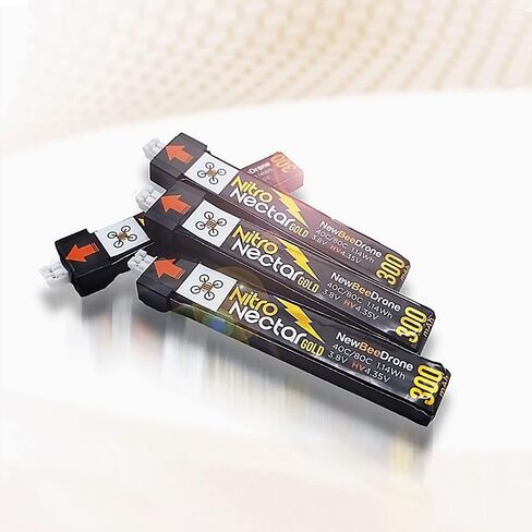 بطارية SPEEDY BEE NewBeeDrone 1S HV LiPo - بطارية Nitro Nectar Gold 300 مللي أمبير في الساعة لطائرة AcroBee65 Mobula6/7 Hummingbird Tiny Whoop FPV بدون طيار (4 بطاريات) in Saudi Arabia