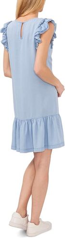 CeCe Crew Neck Ruffle Sleeve Dress Light Blue Wash 12 in Saudi Arabia