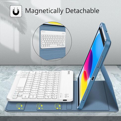Fintie Keyboard Case for iPad 10th Generation 10.9 Inch Tablet (2022 Release) with Pencil Holder - Soft TPU Back Cover with Magnetically Detachable Bluetooth Keyboard, Backlight/Composition in Saudi Arabia