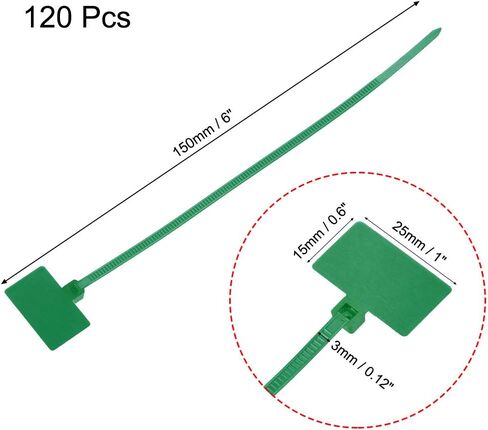 uxcell Cable Zip Ties 6 Inch Label Tag Mark Self-Locking Nylon Wire Strap Green 120pcs in Saudi Arabia