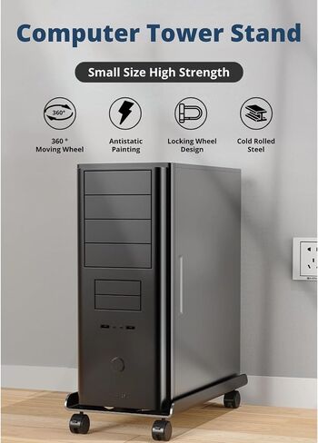 Computer Tower Stand, Mobile Computer Case Floor Stand with Rolling Caster Wheels, Anti Static Easy Cleaning Metal CPU Holder for PC Tower, ATX Case in Saudi Arabia