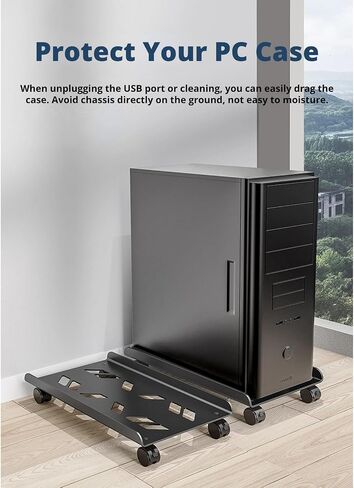 Computer Tower Stand, Mobile Computer Case Floor Stand with Rolling Caster Wheels, Anti Static Easy Cleaning Metal CPU Holder for PC Tower, ATX Case in Saudi Arabia