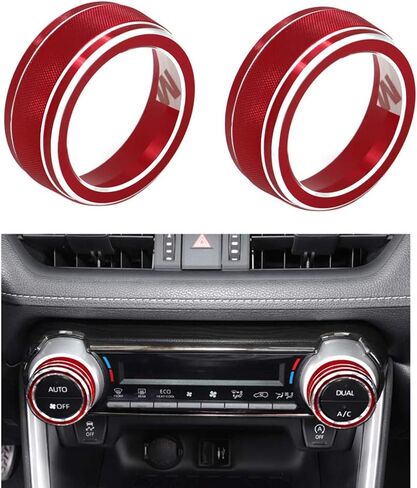 Thor-Ind Centre Console AC Air Conditioning Knob Cover Trim Ring for Toyota RAV4 2019 2020 2021 (Black) in Kuwait