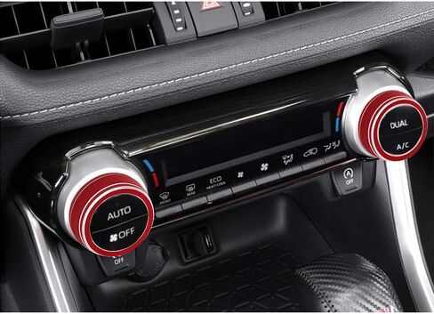 Thor-Ind Centre Console AC Air Conditioning Knob Cover Trim Ring for Toyota RAV4 2019 2020 2021 (Black) in Kuwait