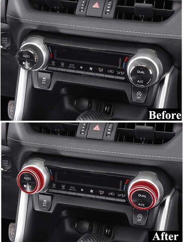 Thor-Ind Centre Console AC Air Conditioning Knob Cover Trim Ring for Toyota RAV4 2019 2020 2021 (Black) in Kuwait