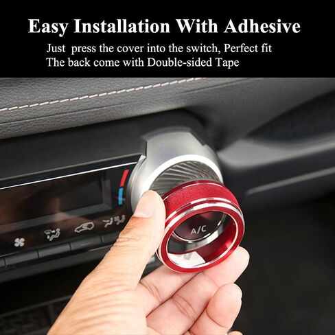 Thor-Ind Centre Console AC Air Conditioning Knob Cover Trim Ring for Toyota RAV4 2019 2020 2021 (Black) in Kuwait