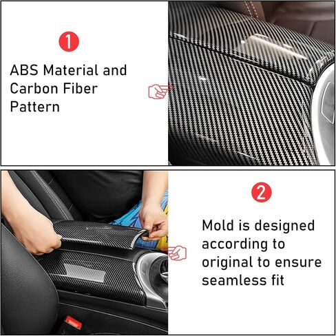 TTCR-II Compatible with Mercedes Benz Center Console Release Protector, Center Armrest Switch Button Carbon Cover for C Class 2015-2021 and GLC Class 2016-2022 (7.87-Inch Inner, Not Real Carbon Fiber) in Kuwait