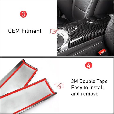 TTCR-II Compatible with Mercedes Benz Center Console Release Protector, Center Armrest Switch Button Carbon Cover for C Class 2015-2021 and GLC Class 2016-2022 (7.87-Inch Inner, Not Real Carbon Fiber) in Kuwait