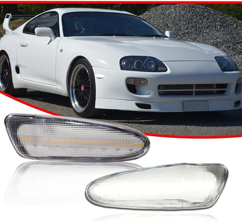 Clear Lens Amber LED Lamp Compatible with 1997 1998 Toyota SUPRA MK.4 & 2000-2005 Toyota Celica Front Corner Fender Side Marker Light in Saudi Arabia