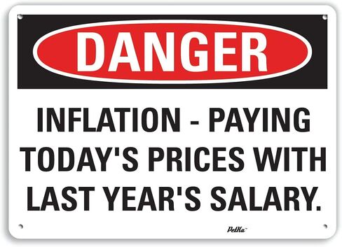 PetKa Signs and Graphics PKFO-0166-NA_10x7"Inflation - Paying Today's Prices with Last Year's Salary." Aluminum Sign, 10" x 7" in Saudi Arabia