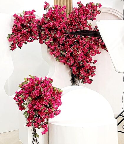 Wholesale Bulk 100pcs - 30inches Artificial Bougainvillea Silk Flower Branches Full Blossom Long Flowers Stems for Wedding Home Garden Event Decoration (Fuchsia - Pack of 100) in Saudi Arabia
