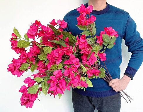 Wholesale Bulk 100pcs - 30inches Artificial Bougainvillea Silk Flower Branches Full Blossom Long Flowers Stems for Wedding Home Garden Event Decoration (Fuchsia - Pack of 100) in Saudi Arabia