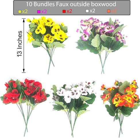 10 حزم من الزهور الاصطناعية من Grunyia زهور بلاستيكية صناعية وهمية للمنزل والزفاف والمطبخ والحديقة قطع مركزية للديكور الداخلي والخارجي (ألوان مختلطة) in Kuwait
