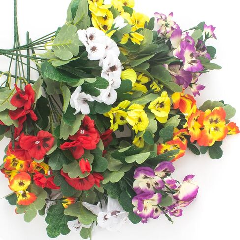 10 حزم من الزهور الاصطناعية من Grunyia زهور بلاستيكية صناعية وهمية للمنزل والزفاف والمطبخ والحديقة قطع مركزية للديكور الداخلي والخارجي (ألوان مختلطة) in Kuwait