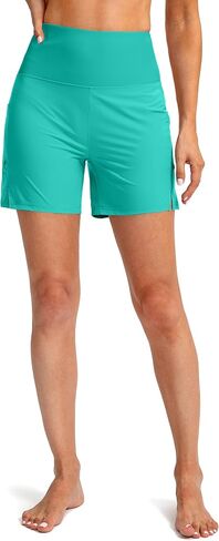 G Gradual Women's 5" High Waisted Swim Board Shorts with Phone Pockets UPF 50+ Quick Dry Beach Shorts for Women with Liner(Cyan, 3X-Large) in Saudi Arabia