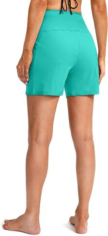 G Gradual Women's 5" High Waisted Swim Board Shorts with Phone Pockets UPF 50+ Quick Dry Beach Shorts for Women with Liner(Cyan, 3X-Large) in Saudi Arabia