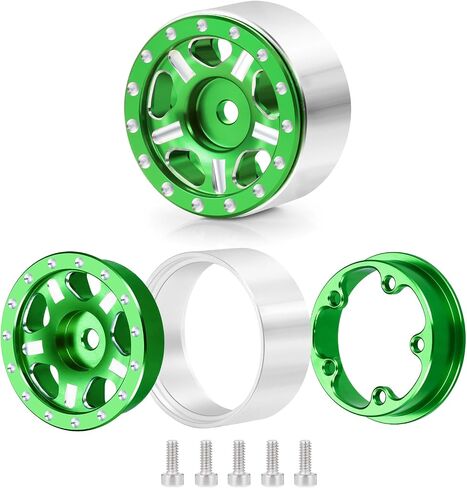 RC-Hub 4Pcs Aluminum Alloy 1.0" Micro Beadlock Wheels for 1/24 Axial SCX24 90081 RC Crawler Car (Black) in Saudi Arabia