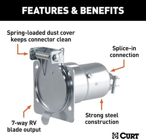 CURT 58220 Vehicle-Side 7-Pin RV Blade Trailer Wiring Harness Connector in Kuwait