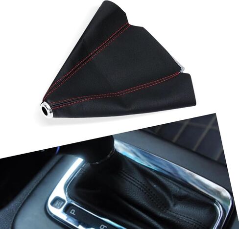 1 PC Car Shift Knob Dust Cover, 9.06In Waterproof PU Leather Vehicle Modification Shifter Boots Cover, Universal Automotive Shifter Lever Protector Accessories for (Black & Red) in Saudi Arabia