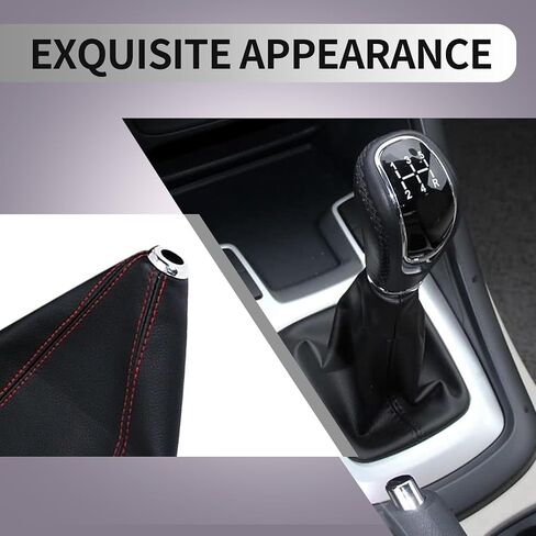 1 PC Car Shift Knob Dust Cover, 9.06In Waterproof PU Leather Vehicle Modification Shifter Boots Cover, Universal Automotive Shifter Lever Protector Accessories for (Black & Red) in Saudi Arabia