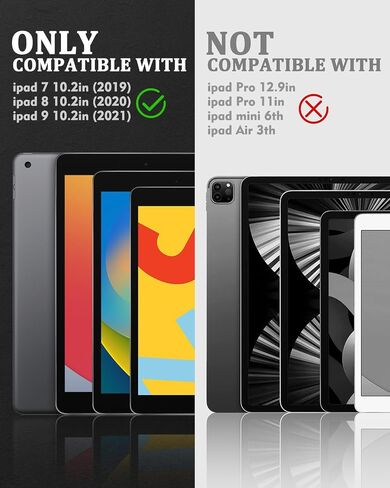 Case for iPad 9th/ 8th/ 7th Generation Case 10.2’’, Shockproof with Pencil Holder 360° Rotating Hand Strap &Stand, Shoulder Strap, for 10.2 inch 2021/2020/2019 (Black) in Saudi Arabia