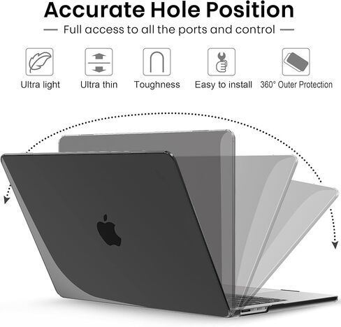 حافظة قهوة لجهاز ماك بوك اير 13.6 بوصة إصدار 2022 شريحة A2681 M2 مع شاشة عرض شبكية العين السائلة ومعرف اللمس، غطاء حماية من البلاستيك الصلب (أسود كريستالي) in Kuwait