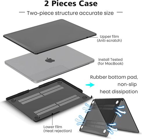 حافظة قهوة لجهاز ماك بوك اير 13.6 بوصة إصدار 2022 شريحة A2681 M2 مع شاشة عرض شبكية العين السائلة ومعرف اللمس، غطاء حماية من البلاستيك الصلب (أسود كريستالي) in Kuwait